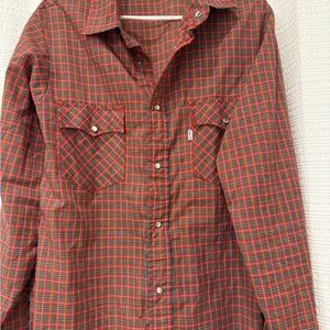 Levi's Red and Green Plaid Casual Shirt